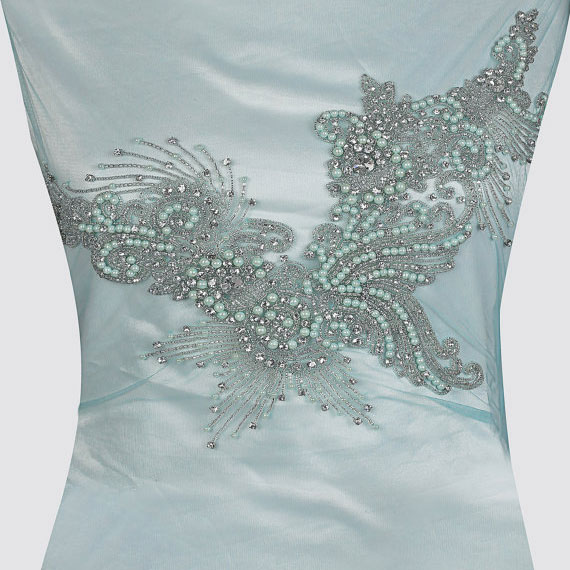 Regal Turquoise Dress Applique | Hand Embroidered Elegant Bridal