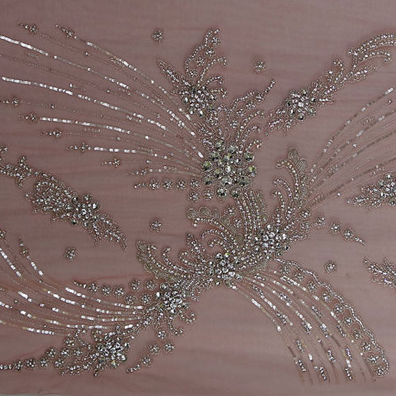Juliette | Pink Wedding Dress | Embroidered Full Bodice Appliqué