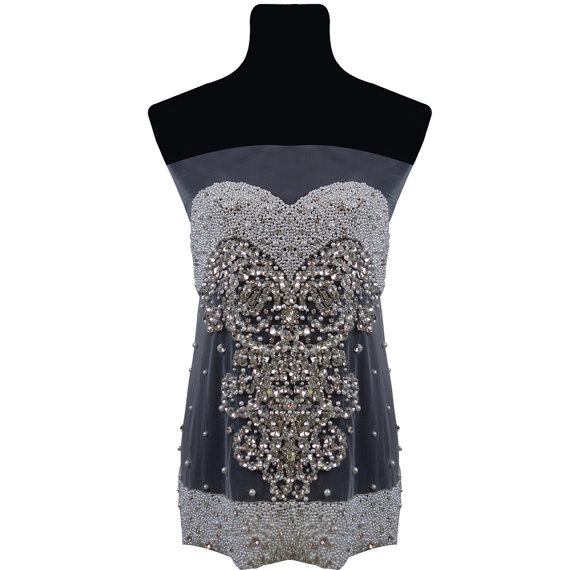 Giselle - Hand Beaded Backless Dress, Embroidered Dress Bodice